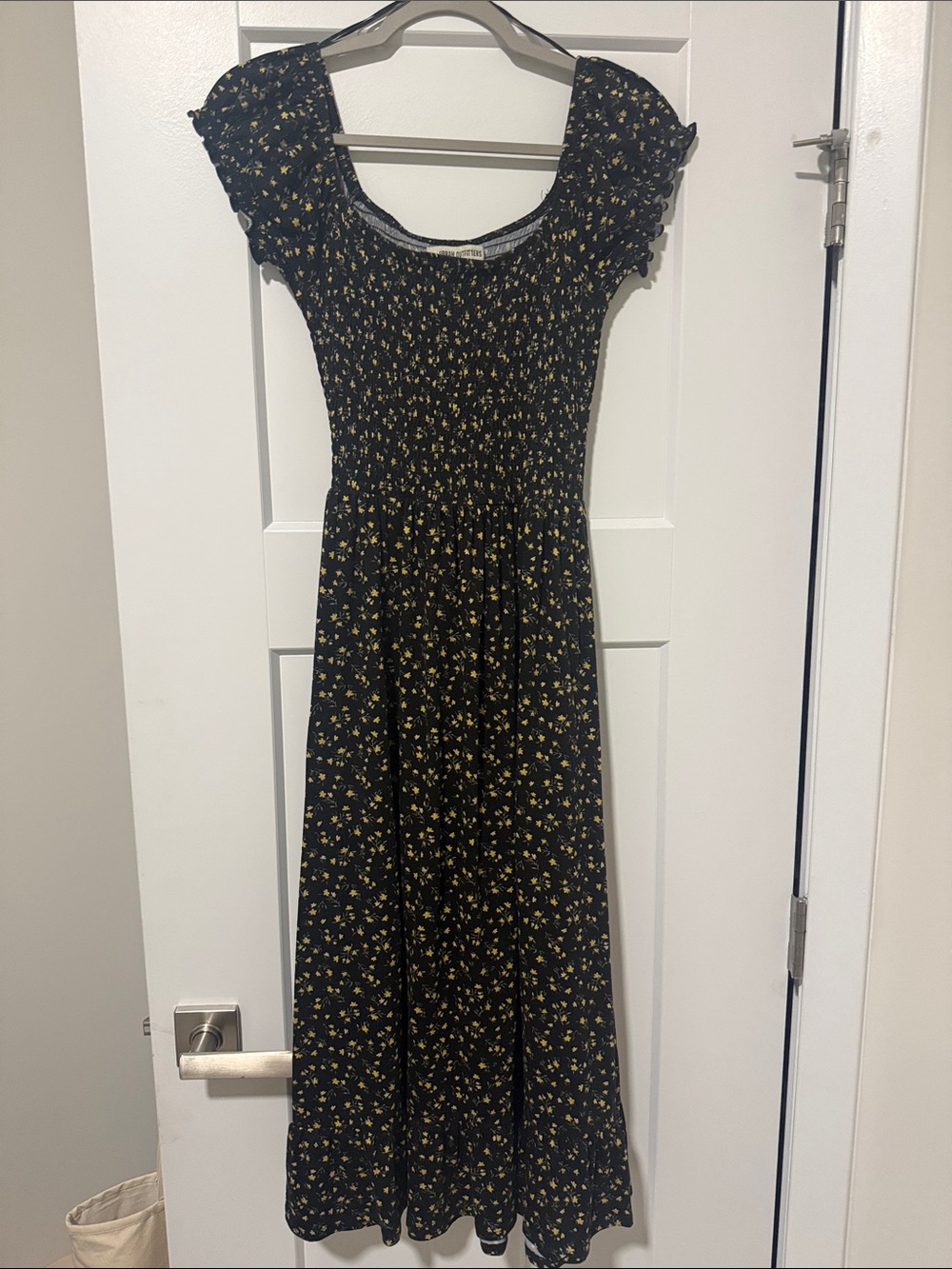 Urban Outfitters Black Maxi Dress with Yellow Floral Print
